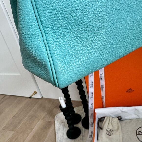 100% authentic Hermes Kelly 32 blue atoll Togo GHW stamp T - Picture 8 of 12